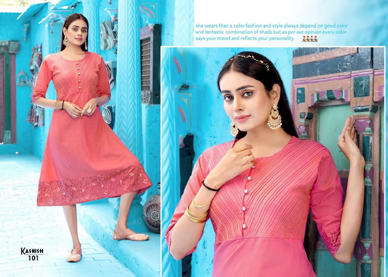 Kashish 101 Latest Regular Wear Rayon Slub Designer Kurti Collection